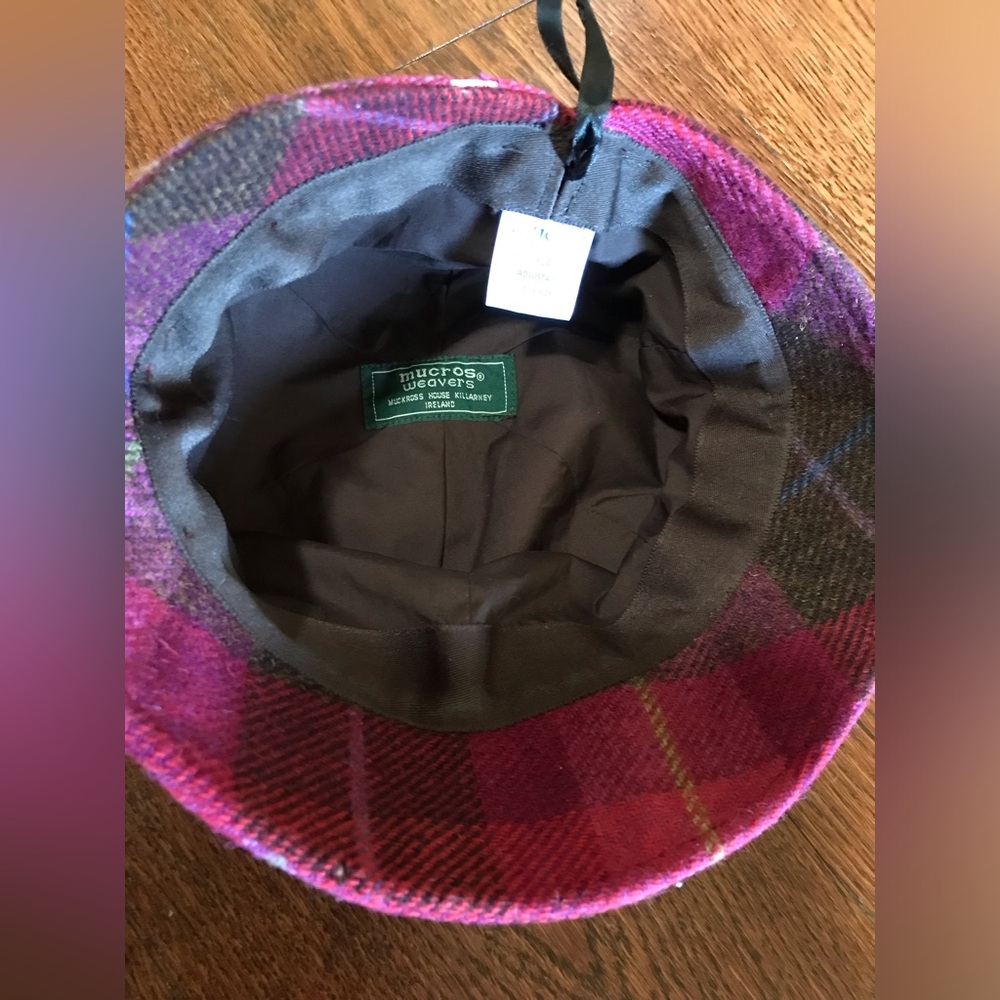 Mucros Weavers Ireland Wool Newsboy Flapper style Pink Plaid cap Woman’s Hat - Picture 4 of 10